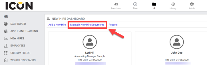 link to maintain new hire documents
