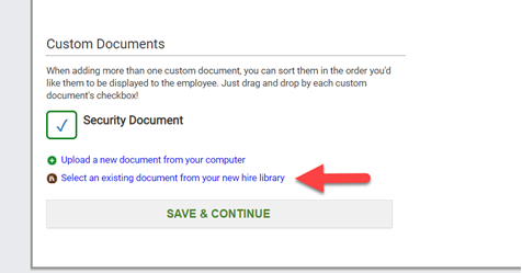 option to select an existing document when onboarding