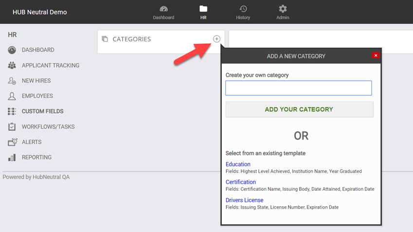 adding a category for custom fields