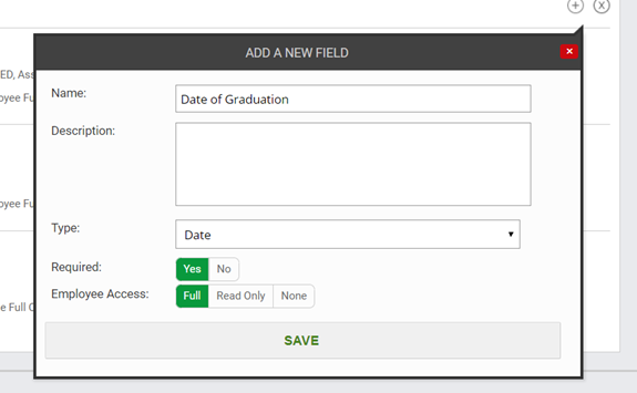 defining the custom field