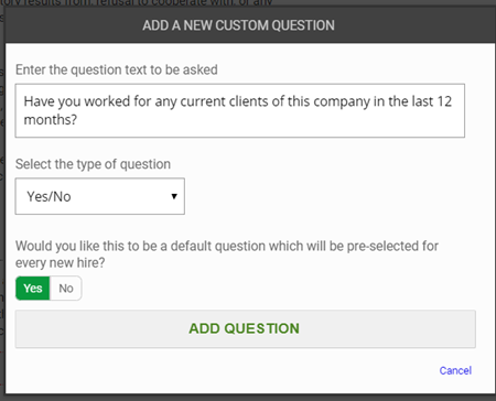 defining a custom question